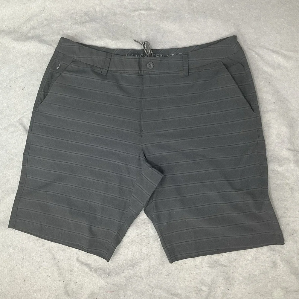 Hangten Mens Shorts Sz 40 Dark Grey Pockets Striped Sports Golf Summer Outdoors